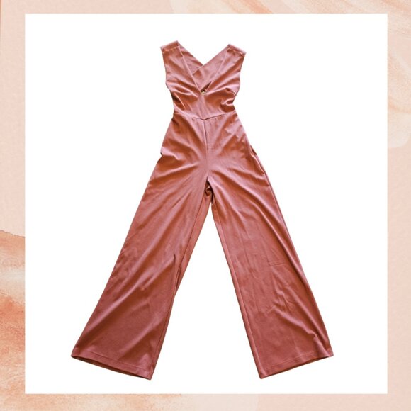 Windsor Dark Dusty Rose Sleeveless Wide Leg Jumpsuit - Picture 1 of 5